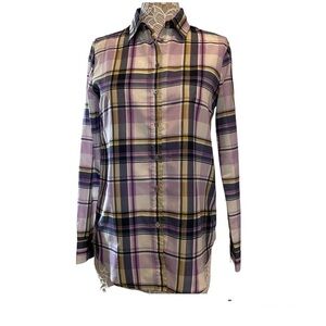 Banana Republic Dillon plaid Shirt Long sleeve Blouse button down size Small